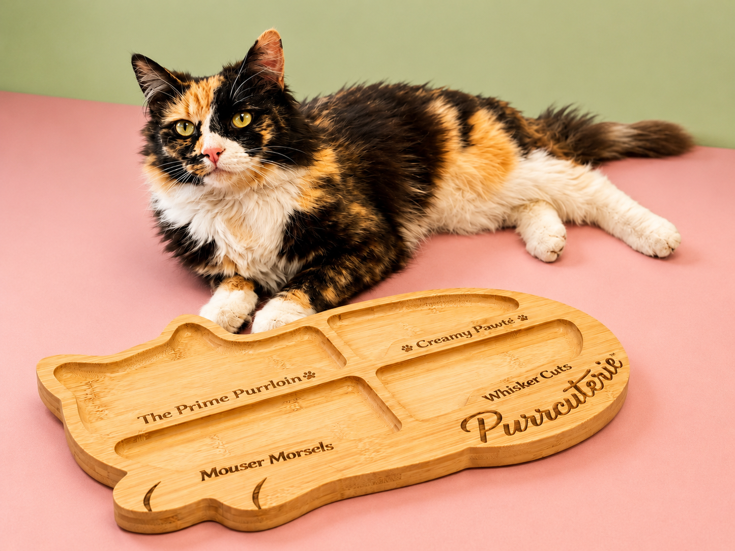 Purrcuterie™ Bamboo Cat Charcuterie Board